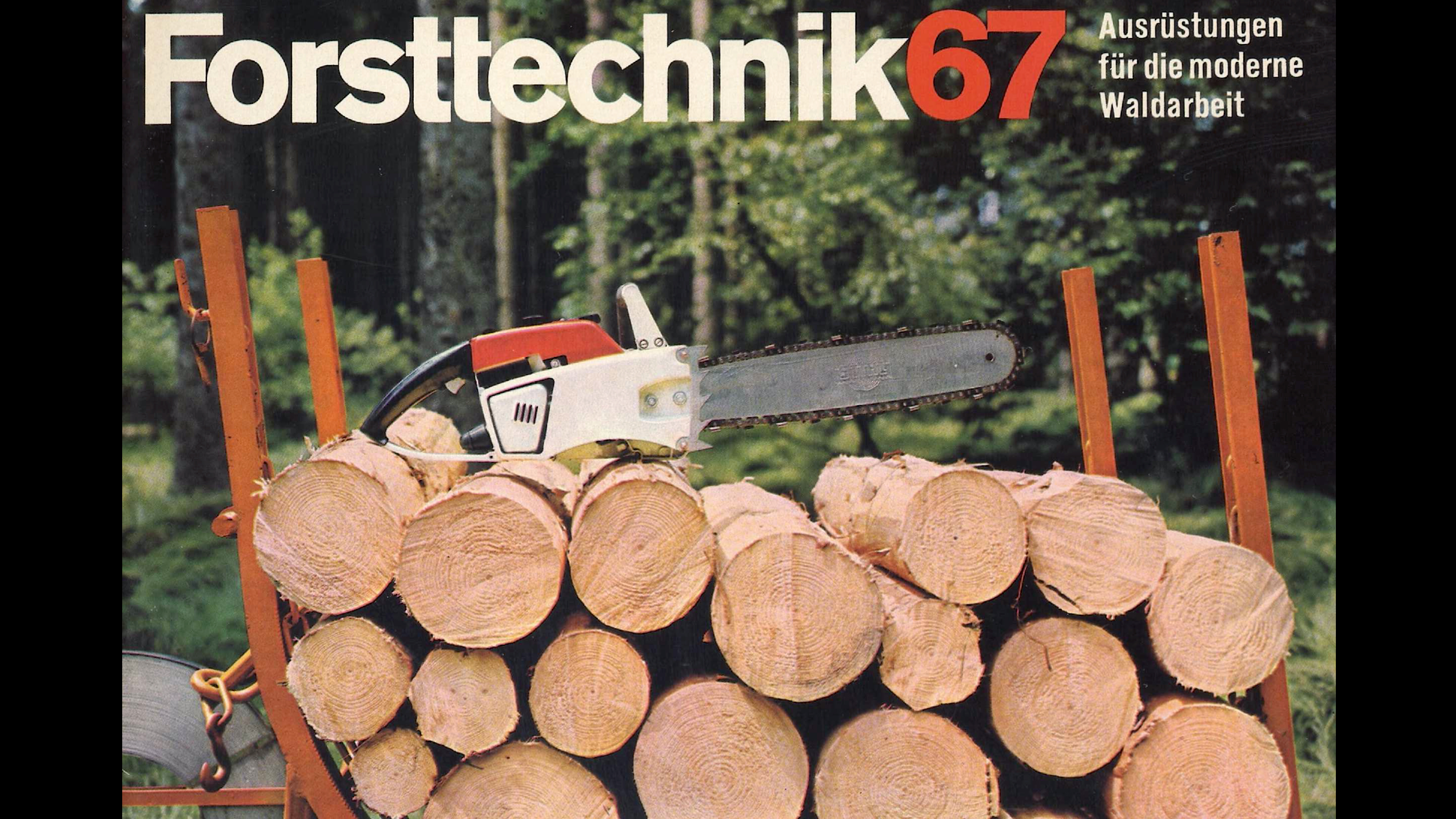 Titelseite mit R&uuml;ckewagen, Katalog Forsttechnik von 1967